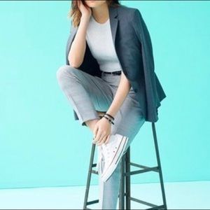 Charcoal grey blazer with floral accents